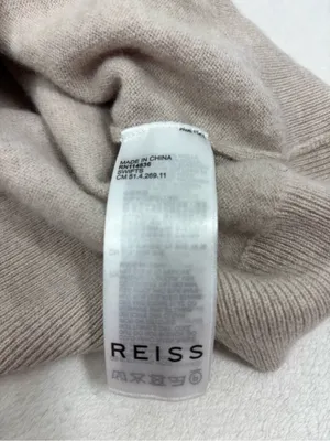 Reiss 100% Wool Cream V-Neck Collared Casual Sweater Size L thumbnail 9
