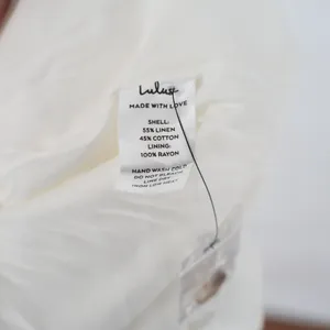 Lulus Sicily Sweetheart Midi Dress Womens Medium White Button-Front Puff Sleeve thumbnail 3