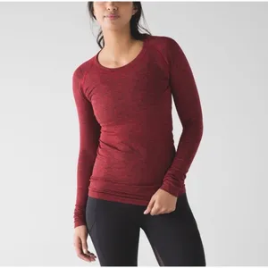 Lululemon Swiftly Tech Long Sleeve Crew Neck Top Black True Red Womens Size 10 thumbnail 3