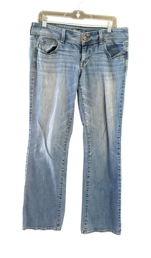 American‎ Eagle Slim Y2k Vtg Bootcut Jeans Womens 10 Light Wash Low Rise Denim thumbnail 1