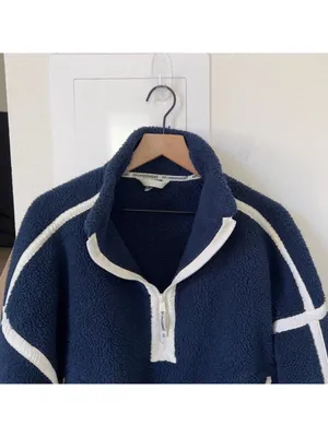 Free People FP Movement Mountain High 1/2 Zip Fleece Pullover in Dark Navy Blue thumbnail 4
