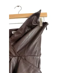 Simkhai Carkee Brown Faux Leather Faux Wrap Draped Strapless Midi Dress Small thumbnail 6