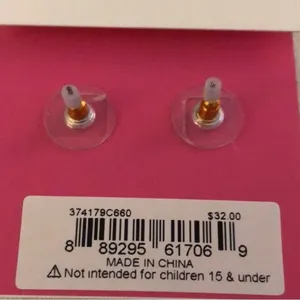 Betsey Johnson Heart & Bow Cluster Stud Earrings Crystal & Faux Pearl NWT thumbnail 4