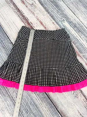 TAIL Teagan Gingham Pleated Flounce Hem Golf Skort Tennis Skirt Black White Pink thumbnail 8