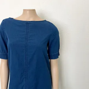 [COS] Blue Chambray Denim Half Sleeve Boat Neck Shift A-Line Mini Dress Size 6 thumbnail 9
