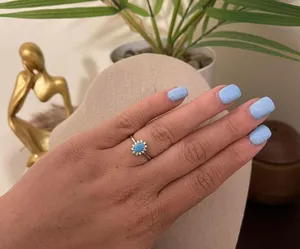 Sterling Silver SIZE 5 925 Crown Natural Turquoise Cubic Zirconia Ring thumbnail 6