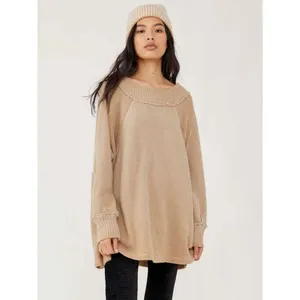 Free People We The Free She’s A Keeper Sweater Women’s L Tan Oversized Boho thumbnail 8