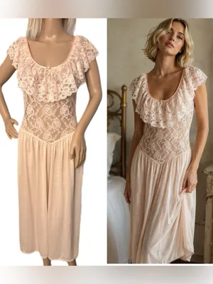 Vintage 80s Victoria’s Secret Union Made USA Lace Nightgown Size Small Pink Rare thumbnail 2