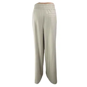 Cos Womens Beige Stripe High Rise Elastic Waist Palazzo Wide Leg Trouser Pants M thumbnail 2