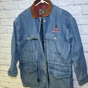 Rode Walker Vintage Chore Barn Field Coat Blue Denim Jacket Men's Medium USA thumbnail 13