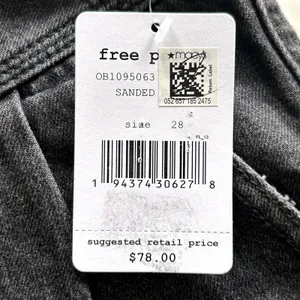 New FREE PEOPLE Sidecar Mini Denim Skirt Sanded Black Grey Size 28 UK10 ($78)‎ thumbnail 9