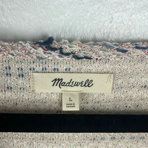 MADEWELL Rainbow Jacquard V-Neck Long Sleeves Sweater Size Large Preppy Casual thumbnail 3