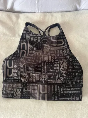 lululemon athletica Black Logo-Print High Neck Sports Bra with Strappy Back thumbnail 2