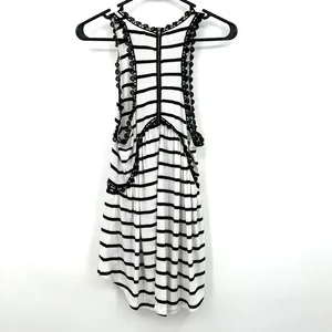 Altar'd State size Small white with black stripes and black crochet‎ accents thumbnail 5