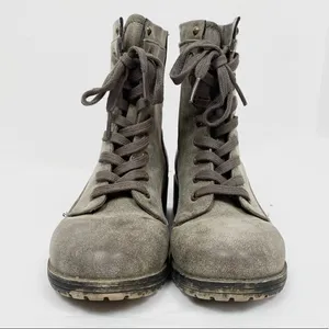 Madden Girl Mistley Grey Distressed Faux Leather Combat Ankle Boots thumbnail 2
