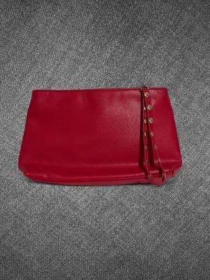 Elizabeth Arden Red Faux Leather Gold Studded Wristlet Clutch thumbnail 2