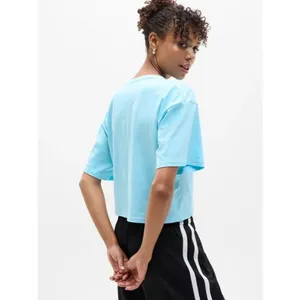 Athleta M True Cotton Crop Tee Aqua Blue Medium Regular thumbnail 3