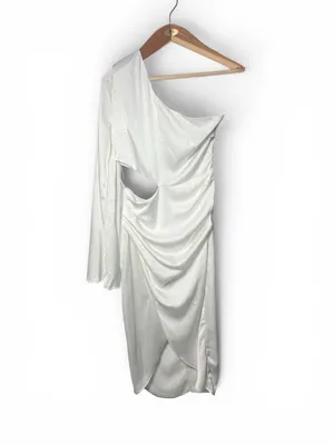 Luxxel White One Shoulder Cutout Bodycon Mini Dress NWT Medium thumbnail 2