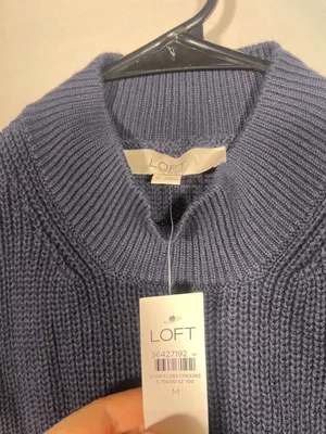 Loft Womens Sleeveless Sweater Navy Blue Medium New With Tags Cotton thumbnail 2