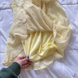 Lucy in the Sky Wrap Mini Dress Womens Large Butter Yellow Flowy Feminine Dainty thumbnail 8