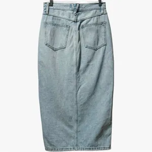 Madewell Denim Midi Jean Skirt Front Slit‎ Light Wash Size 26 thumbnail 6