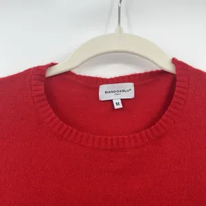 Women's Red Sweater Bianco & Blu Merino Wool Blend Christmas Bright Italy Relax thumbnail 4