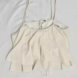 Free People Tropical Wave Cream Lace Back Crop Tank Top - M thumbnail 3