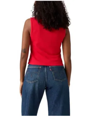 Rory Red Ribbed Button Up Top - Levi's- NWT size Medium thumbnail 2
