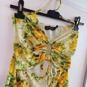 Pretty Little Thing Floral Cut-Out Dress Yellow thumbnail 5