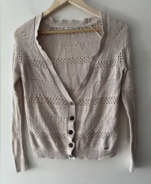 Garage V-Neck‎ Beige Button Cardigan thumbnail 1