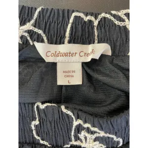 Coldwater Creek Womens L Maxi Skirt Black White Floral Embroidered Tiered Boho thumbnail 4