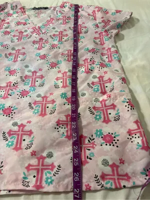Wear For Care Pink Cross Scrub Top Size Small | V-Neck Medical Uniform | Nurse thumbnail 7