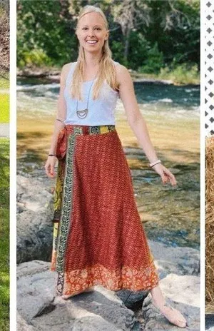 Reversible Maxi Wrap Skirt BINS819 thumbnail 4