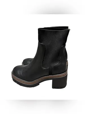 Mia Gretta Lug Ankle Boot Women's 9 Black Leather Heeled Pull On Chelsea NWT thumbnail 3