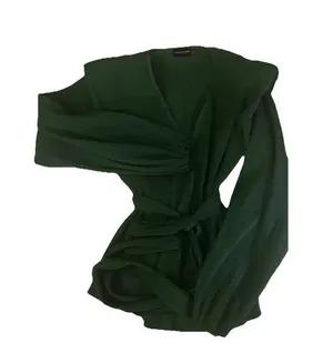 Pretty Little Things Green Belted Pleated Wrap Top Size 4 thumbnail 1