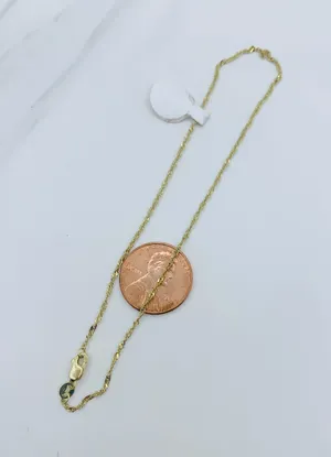 ❤️ 10k Gold Ankle Bracelet ❤️ Singapore Dainty Feminine Bracelet ❤️ Anklet 10” thumbnail 1