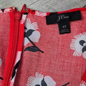 J. Crew Cerise Ruffle Red Floral Faux Wrap Ruffle Dress L4277 Size 4 Tall thumbnail 4