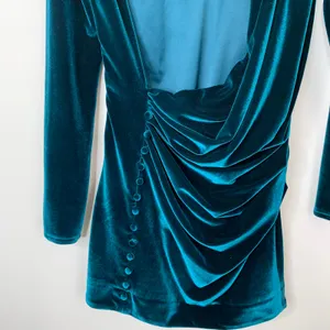 House of CB Maroush Velvet Teal Backless Mini Longsleeve Dress Womens Small thumbnail 11