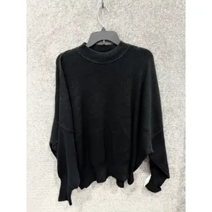 Free People Womens Sweater XS Black Ottoman Slouchy Tunic Ribbed Mock Neck New thumbnail 3