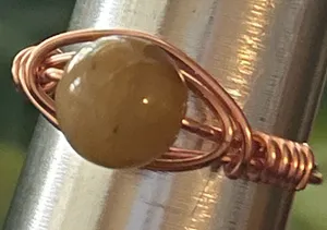 💍 Handcrafted tiger eye copper wire wrapped crystal ring size 8 thumbnail 1