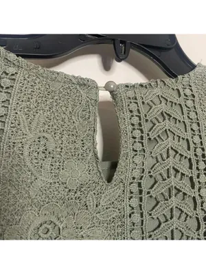 Tea n rose green lace crochet short sleeve midi dress prairie boho modest thumbnail 7