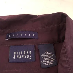 2000s Dark Purple Burgundy Hillard&Hanson button-up down office siren core shirt top blouse fitted corset waist ruched bust preppy dark academia #gothic thumbnail 3