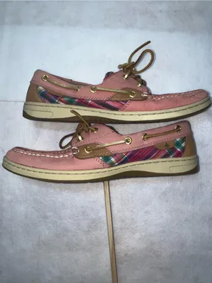 Sperry Top-Sider Pink Leather Plaid Accents Women’s Nautical Boat Shoes Size 8M thumbnail 7