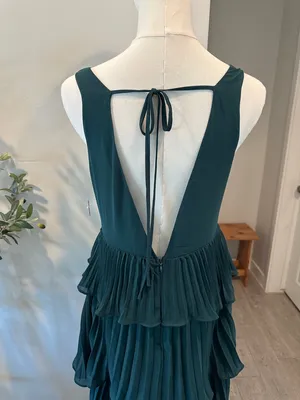 Lulus Emerald Green Tiered Pleated Gown New! thumbnail 13