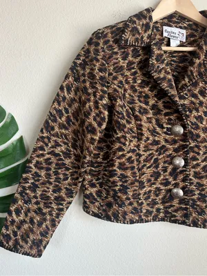 Vintage Cactus Flower Leopard Print Tapestry Jacket thumbnail 3