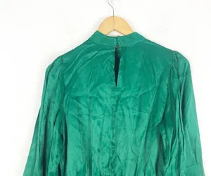 Zara Green Satin Mock Neck Faux Wrap Mini Dress Small Long Sleeve 1165/259 thumbnail 12