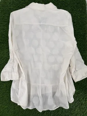 Anthropologie Isabella Sinclair Belia Peplum Popover Cotton White Dot Button Top thumbnail 7