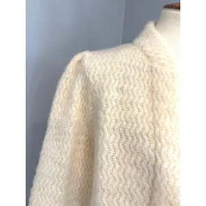 VTG Scandinavian Tundra Wool Knit Cardigan White Sweater Soft Neutral Size M. thumbnail 3