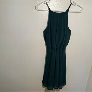 Miami Womens Sz XS Sleeveless Fit & Flare Dress Green Pleated Keyhole Francescas thumbnail 2
