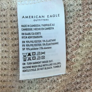 American Eagle Long Sleeve Oversized Peach Camo Waffle Knit Top size XS thumbnail 10